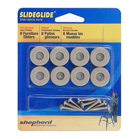 SHEPHERD HARDWARE Glide Furn Screw-On Gray 1In 9452